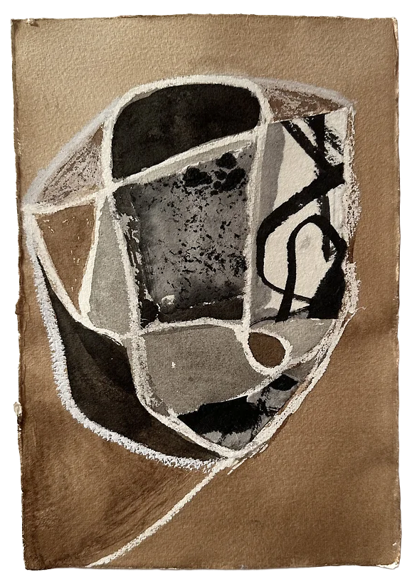 Walnut Ink #1
Collage, crayon, walnut ink, India ink, oil pastel
7.5" x 11"