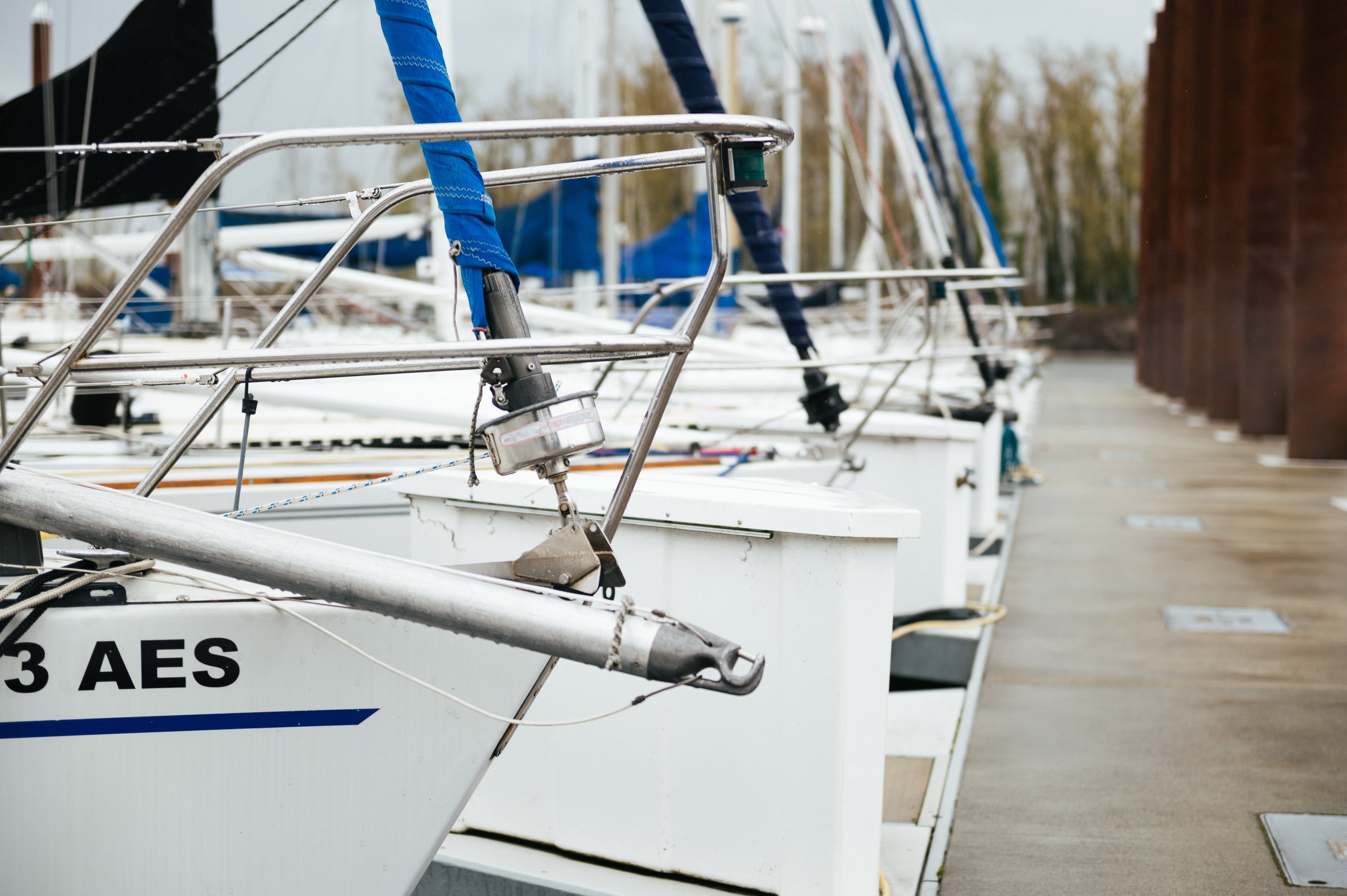 A group of sailboats docked at a marina captured in GEOFF HELZER's commercial brand photography