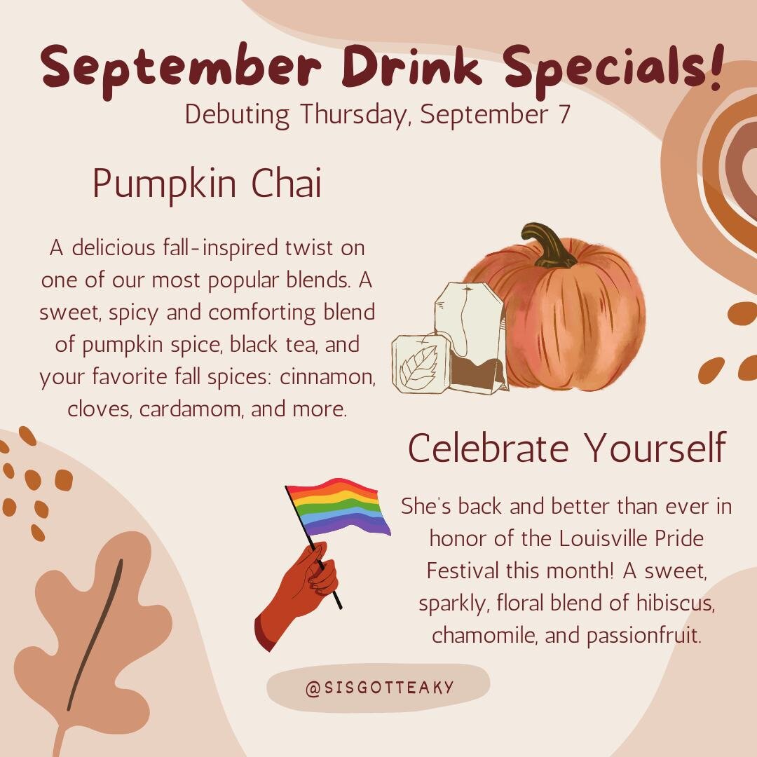 Luminous Lavender and Citrus Sippin', it's been fun. But it's a new month, so it's time for new drinks. And y'all...we got pumpkin spice. And we're bringing back an old favorite.

Introducing our September exclusive drinks: Celebrate Yourself and Pum