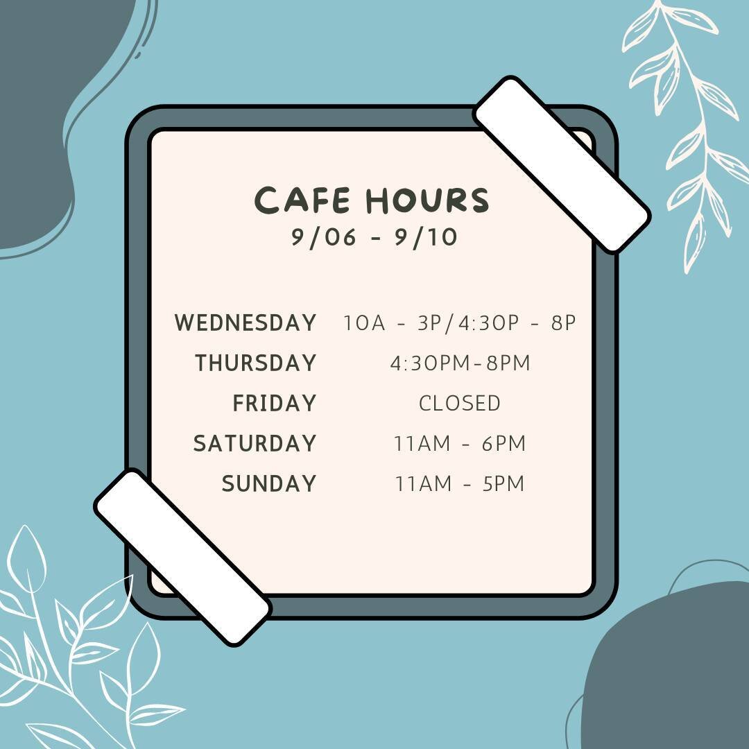 📌ALTERED HOURS⁣
Our hours are a little different this week! We hope to be back to our regularly scheduled programming very soon - in the meantime, stay tuned on our social media for the correct hours and some very exciting updates coming over the ne
