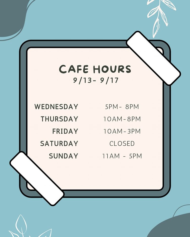 📌ALTERED HOURS
Our hours are a little different this week! We hope to be back to our regularly scheduled programming very soon - in the meantime, stay tuned on our social media for the correct hours and some very exciting updates coming over the nex