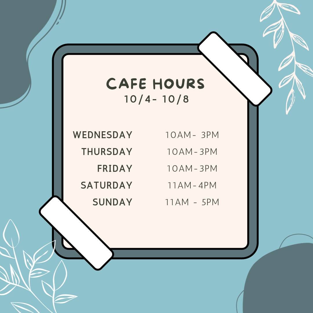 📌ALTERED HOURS

The news you've all been waiting for... We're finally open this Saturday! Our hours are a little different, but we hope to be back to our regularly scheduled programming very soon - in the meantime, stay tuned on our social media for