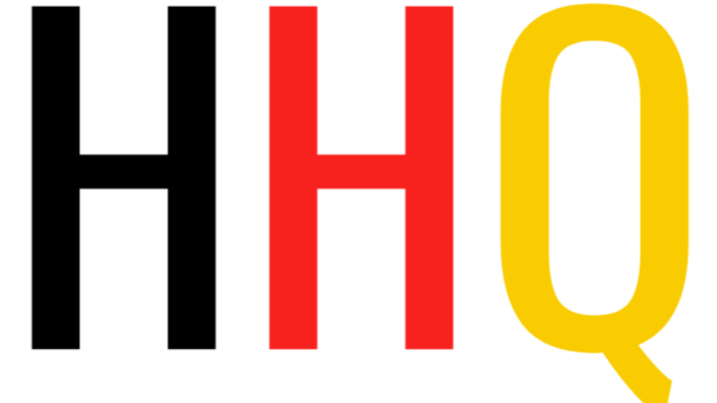 The image shows the letters 'H', 'H', and 'Q' in large font. The 'H's are black, and the 'Q' is yellow, with the letters arranged in a row.