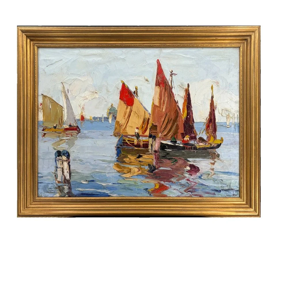 Mediterranean Boats — Rudolf Négely, Hungarian Impressionist
