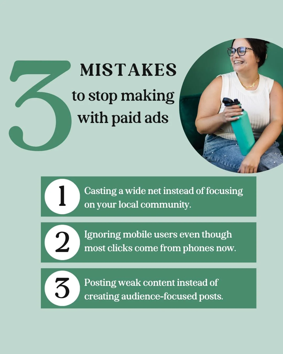 Paid ad mistakes we wish small business owners would stop making 👇

Tired of boosting posts and crossing your fingers? Here&rsquo;s what *not* to do: 

&rarr; Target too broad (you don&rsquo;t need the whole U.S., just your community).
&rarr; Ignore