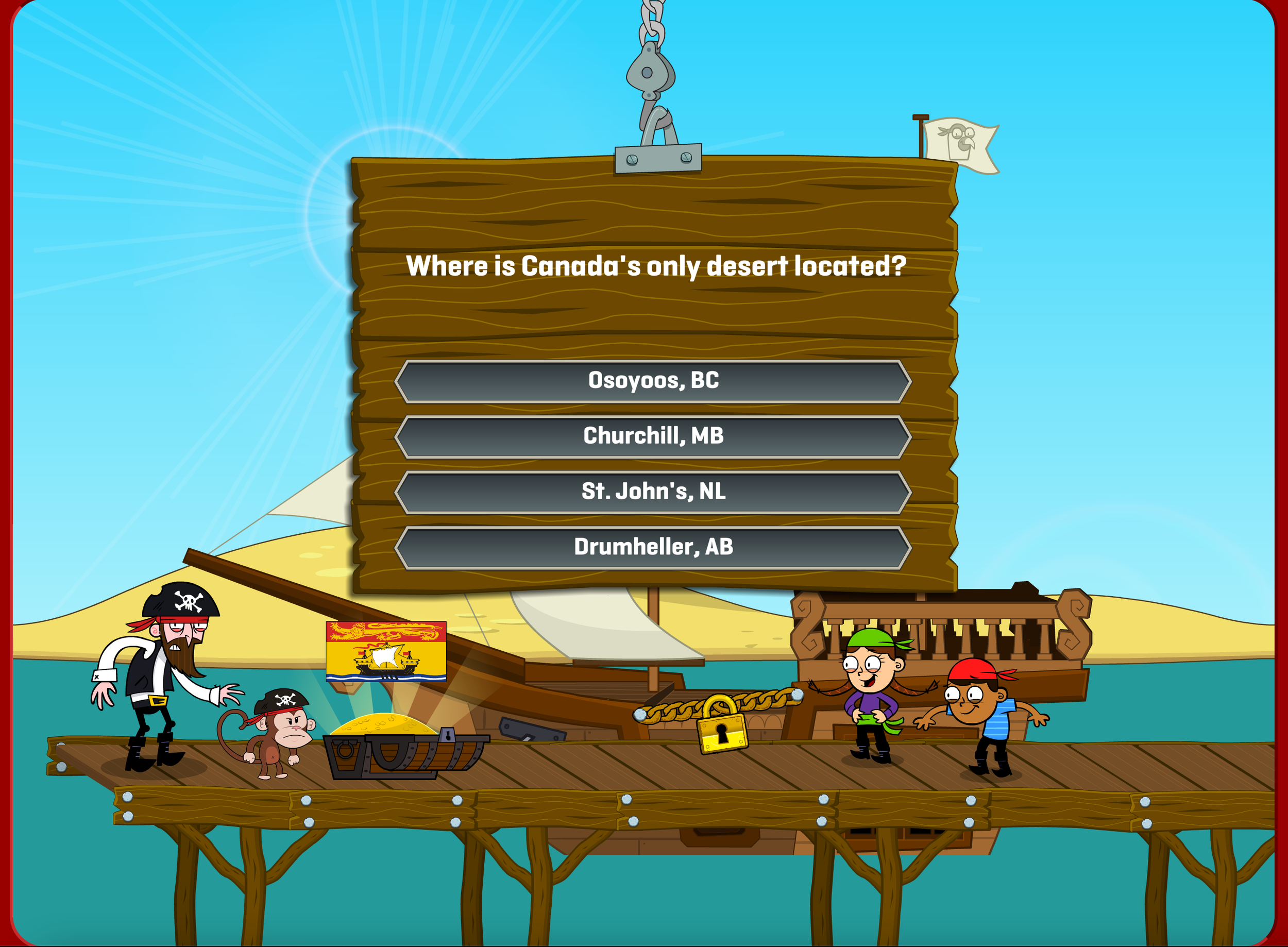 The Quiz screen to earn flags and loot