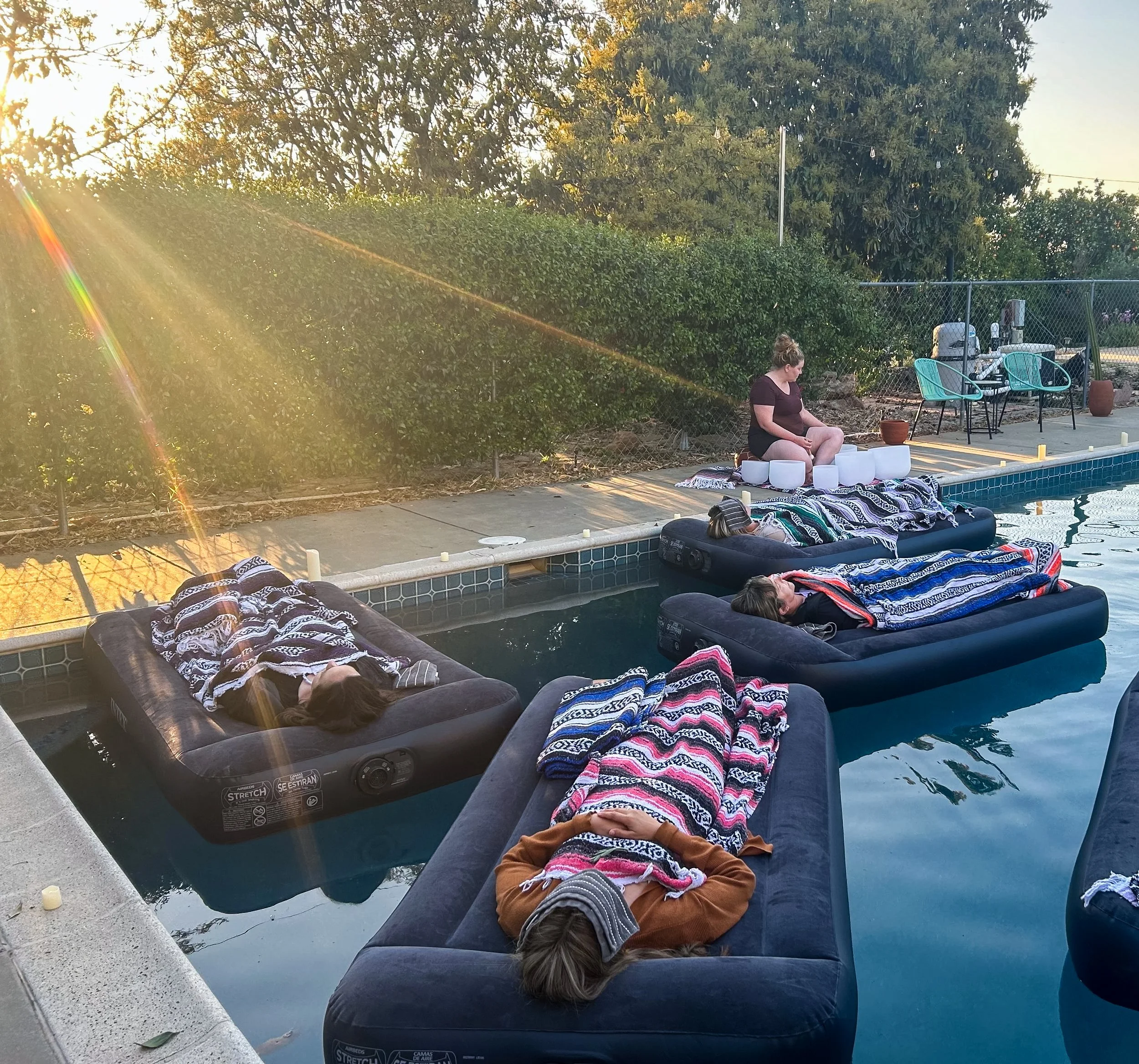 floating sound bath for corporate teams