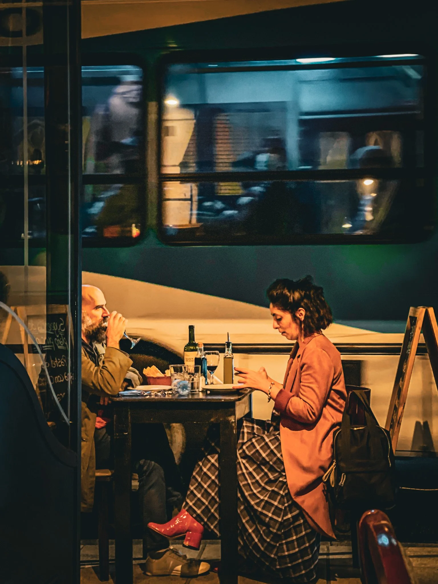 as the bus passes