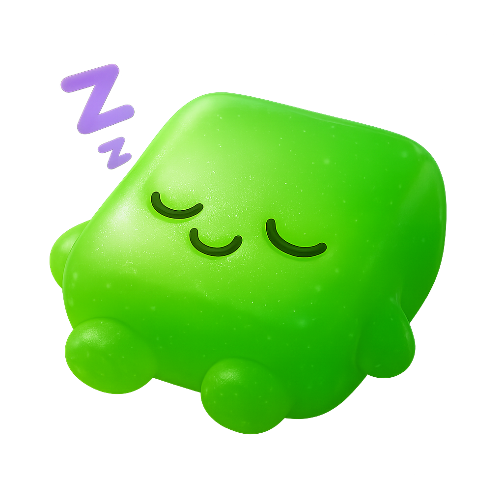 20250614_1137_Sleeping Green Cube_remix_01jxqmsma5f6grjy2v503pcvpf.png