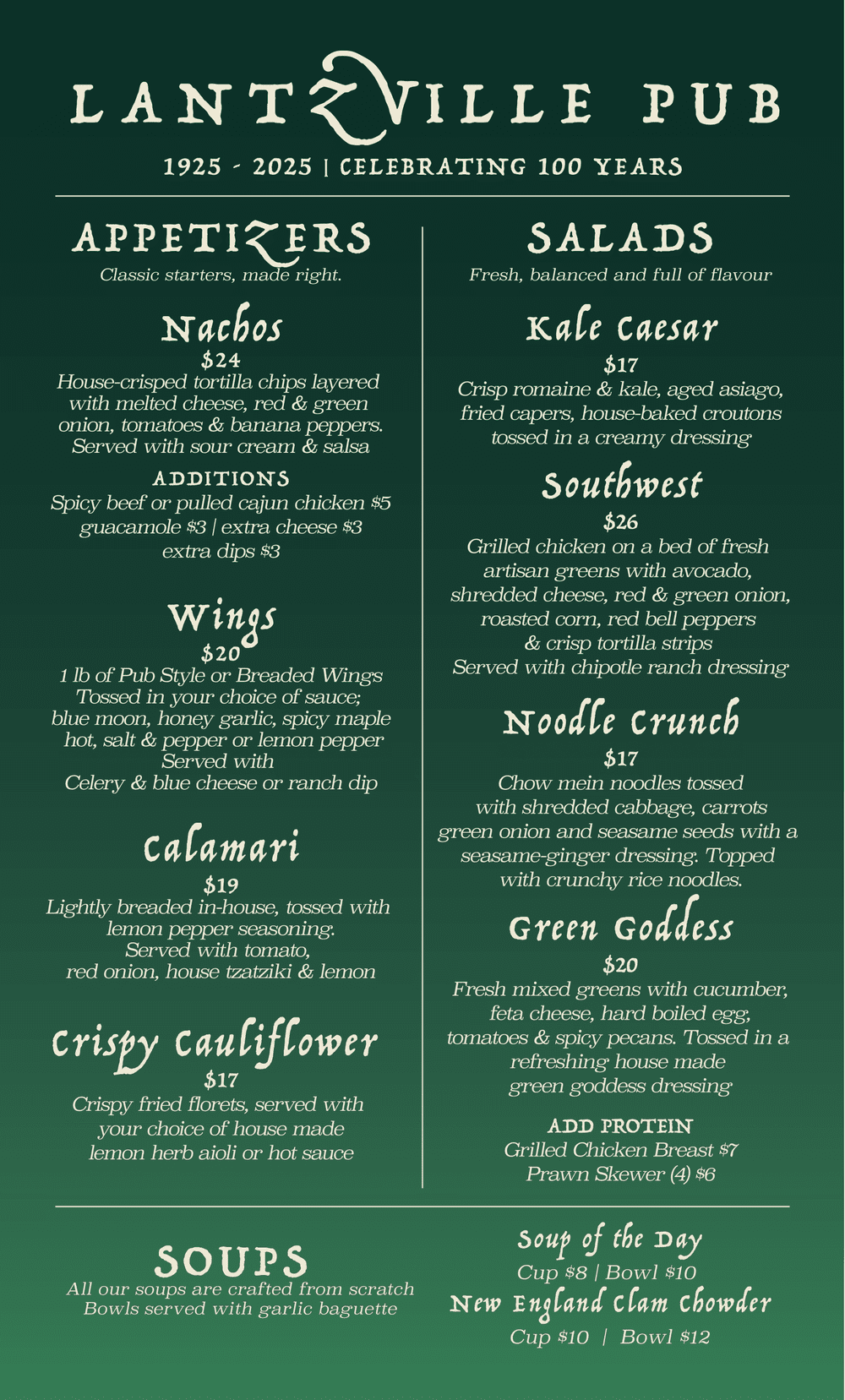 Menu — Lantzville Pub