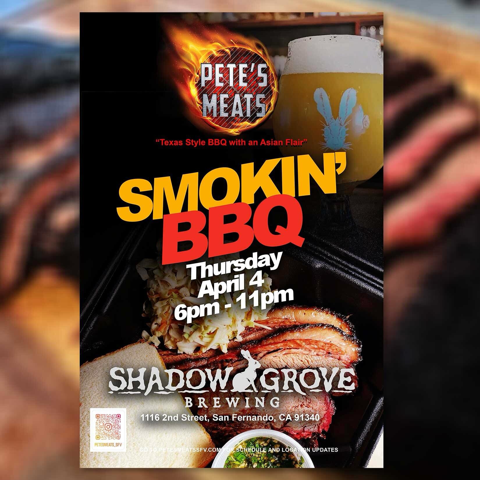 A rare Thursday @shadowgrovebrewing tonight.  @petesmeats_sfv in the house!!!!
Enjoy trivia and some of Pete&rsquo;s Meats😜👍😋
Here from 6pm-Sellout.
See ya tonight!!!!