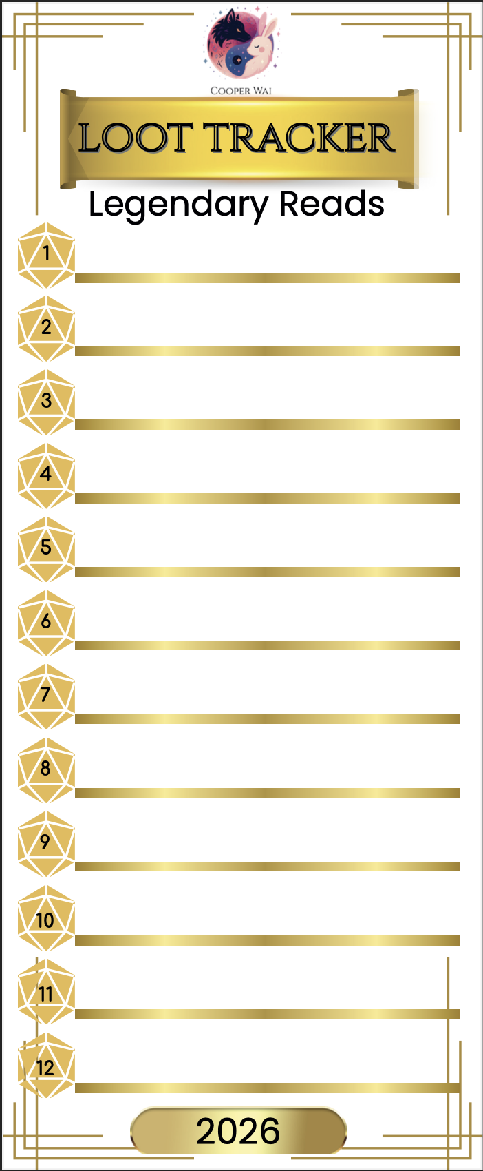 Loot Tracker for monthly read
