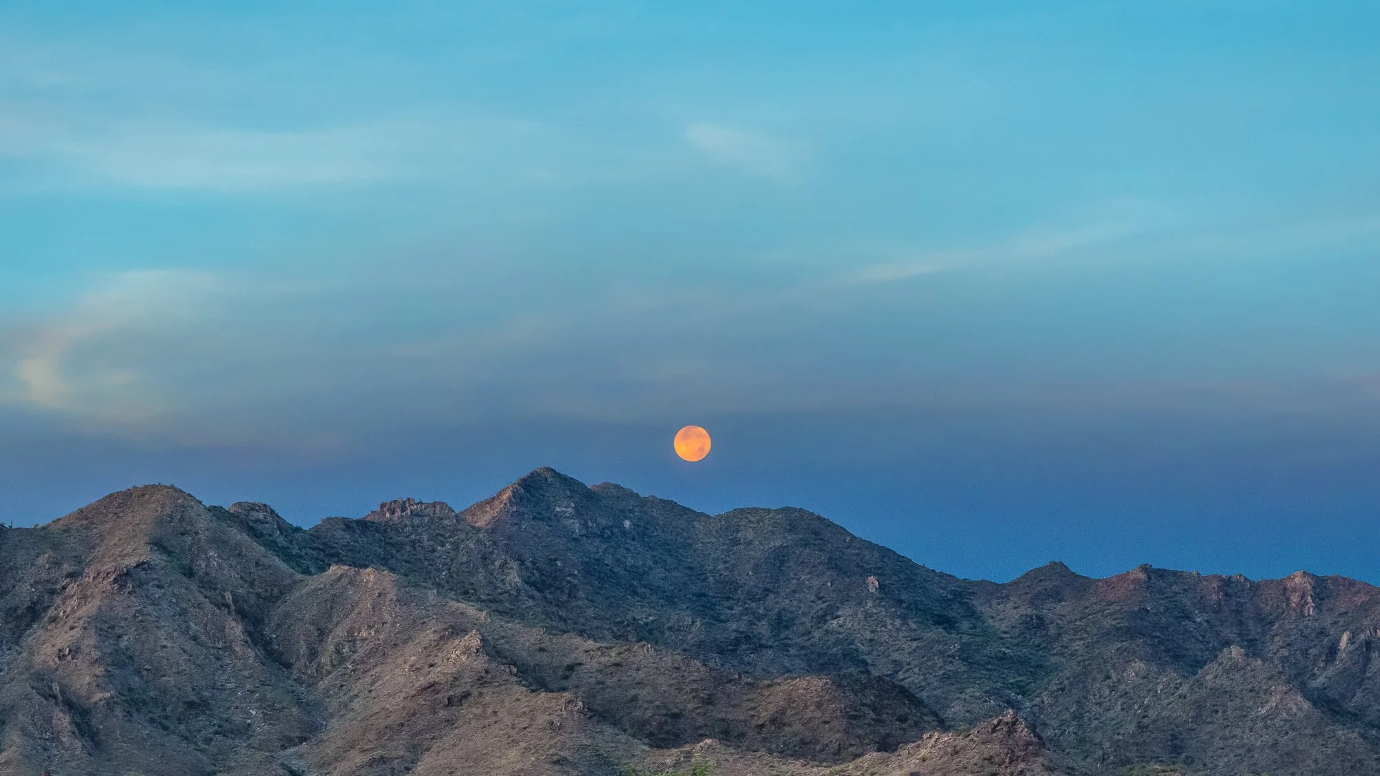 Blood Moon Over the San Tan Mountains in Arizona