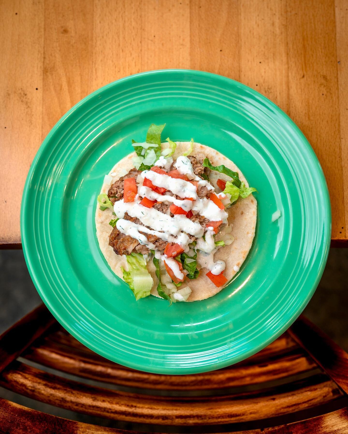 If you&rsquo;re stopping by for Taco Tuesday tonight, make sure to try out one of our new tacos!

Pictured: Gyro Taco
Gyro spiced ground pork/ Lime tzatziki tomato/ Romaine/ Queso Cotija

See you soon, Happy Hour starts at 5pm!