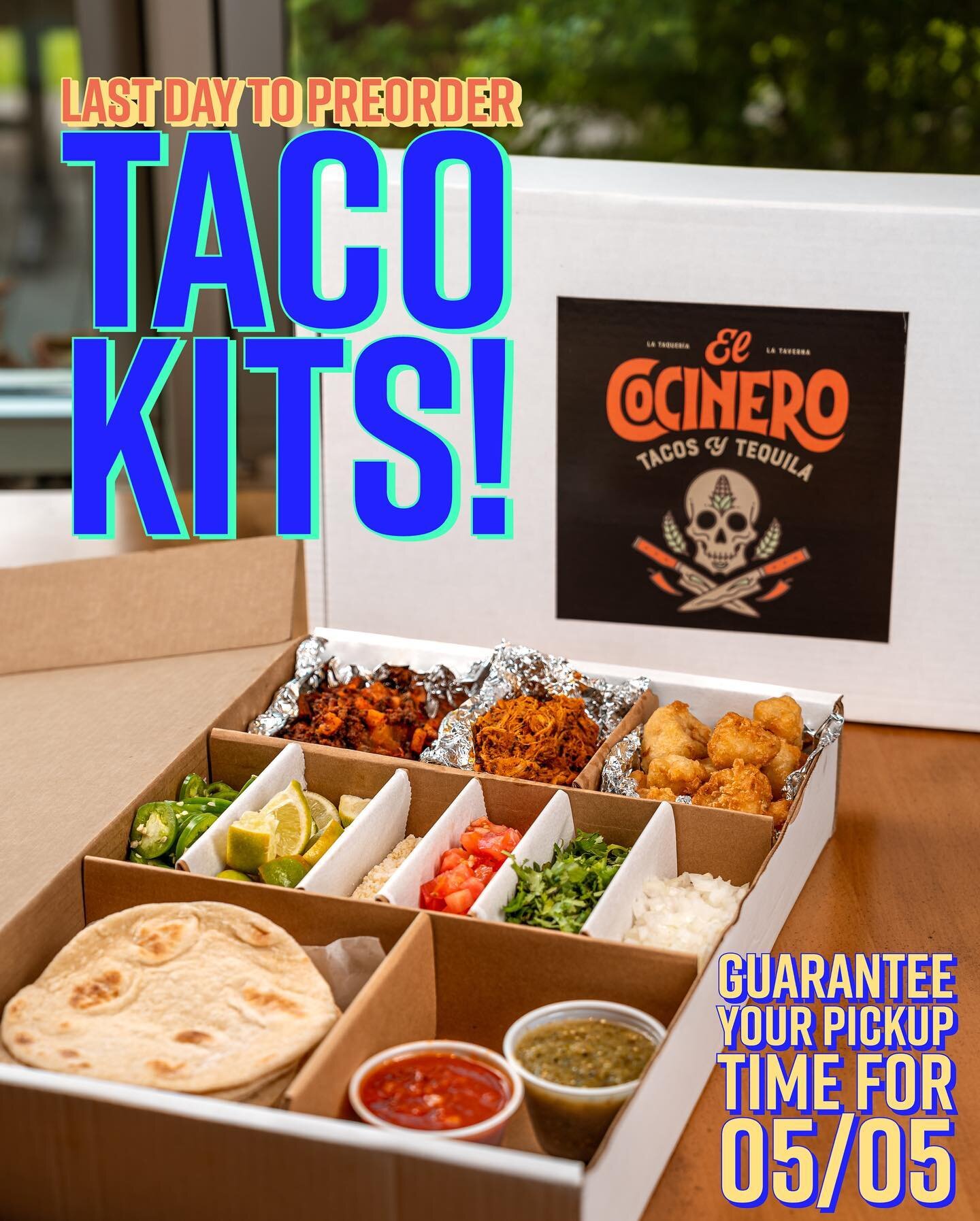 LAST DAY to preorder your Taco Kit! Call us today, 5pm-10pm, to place your order and choose your pickup time for tomorrow!

To pre-order your custom Taco Kit, please give us a call during business hours at 850-329-6591 and choose your pickup time! Be