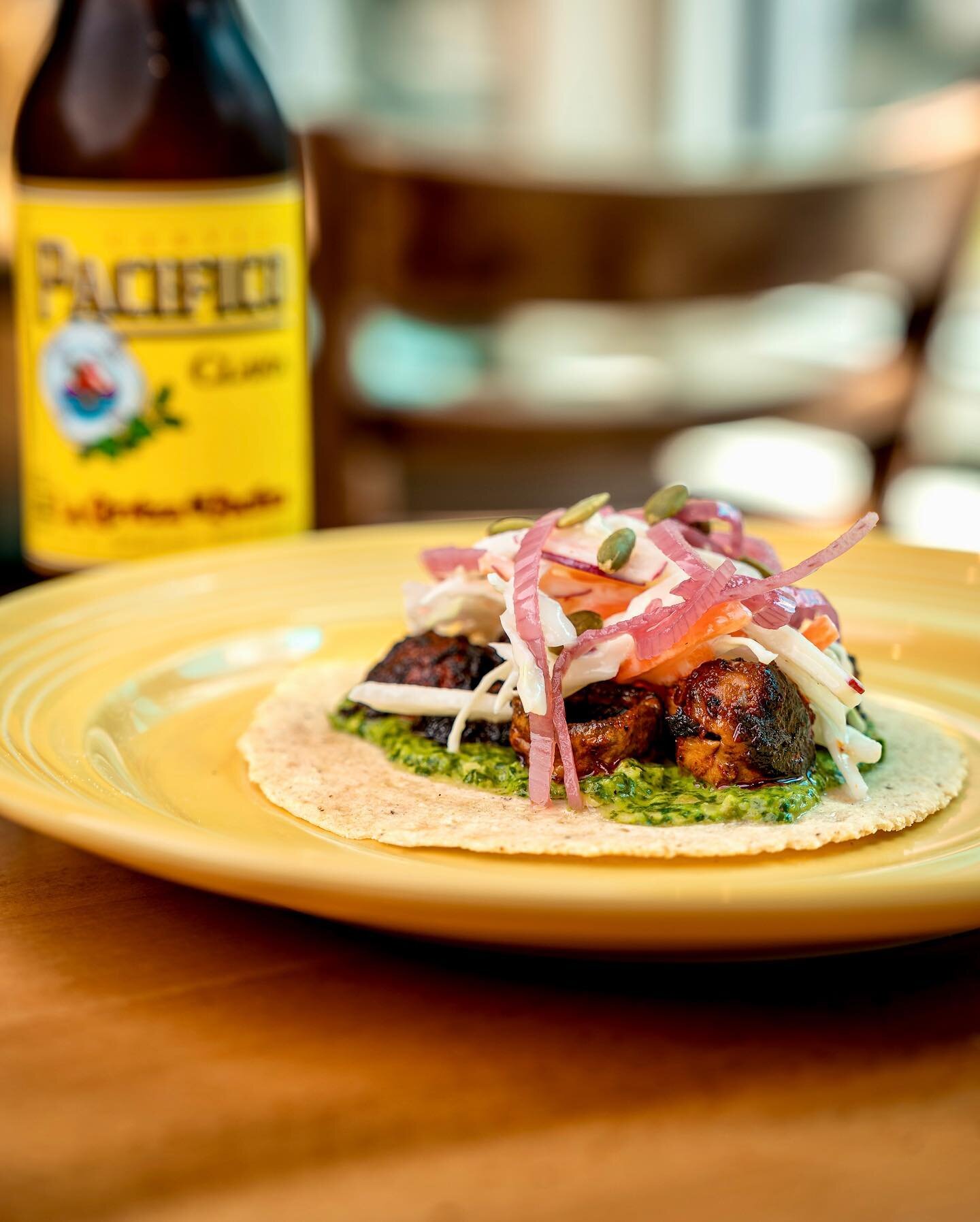 Don&rsquo;t know what tacos to order this Taco Tuesday? Try our new Chipotle Mushroom Taco! A great vegan option if ordered on a corn tortilla!

Chipotle grilled mushroom/ Cilantro pesto/ Root vegetable &amp; cabbage slaw/ Vegan lime crema/ Roasted p