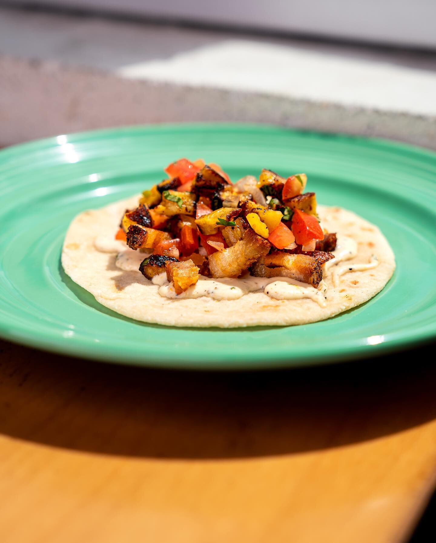 New Taco Alert! Come try it out tonight, see you soon for Taco Tuesday!

Pictured: Mojo Pork Belly Taco
Crispy Pork Belly/ Mojo Crema/ caramelized Maduro Salsa

One of THREE new tacos that joined the menu. We love these new ingredients and flavors, c