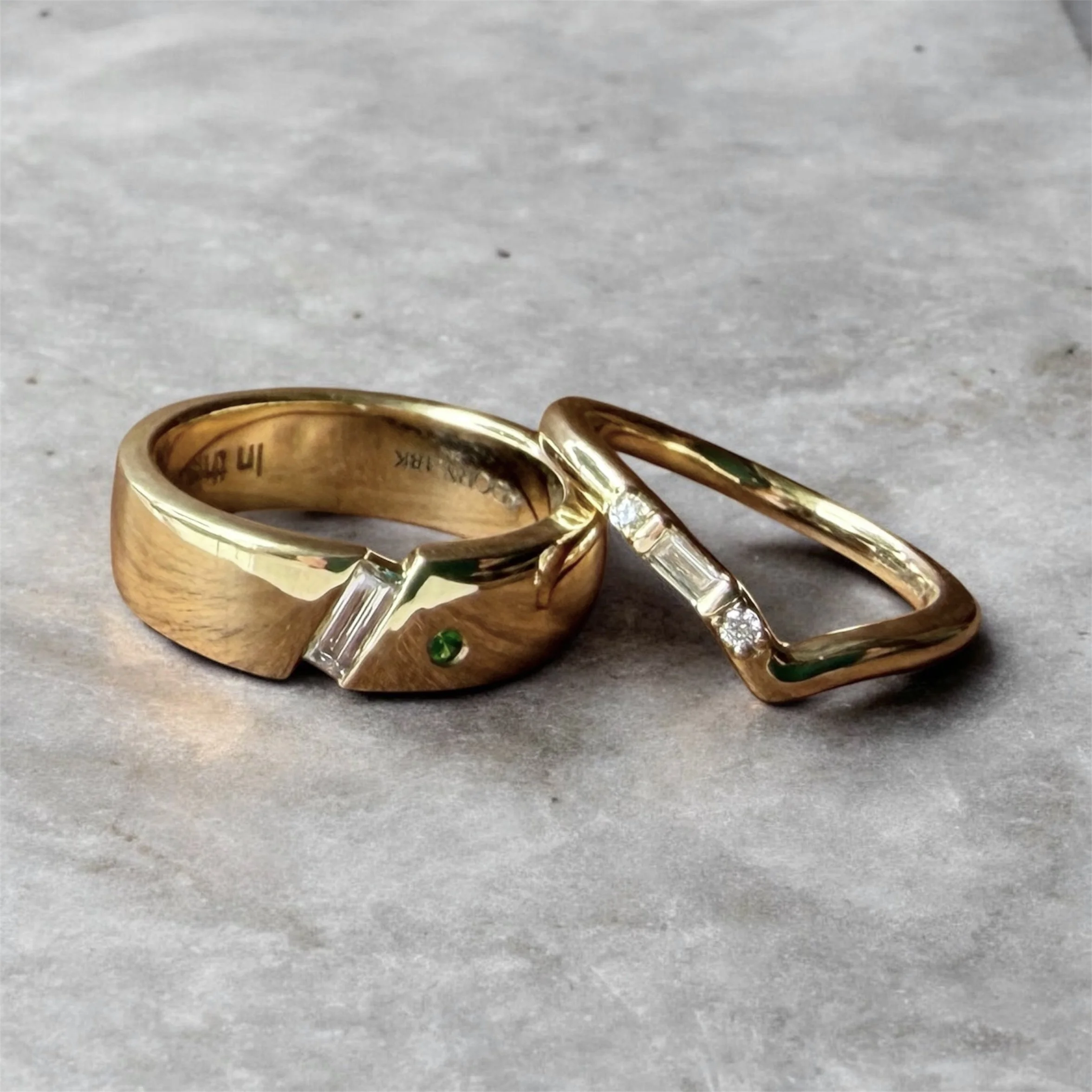 18karat Gold and Diamond Wedding Set