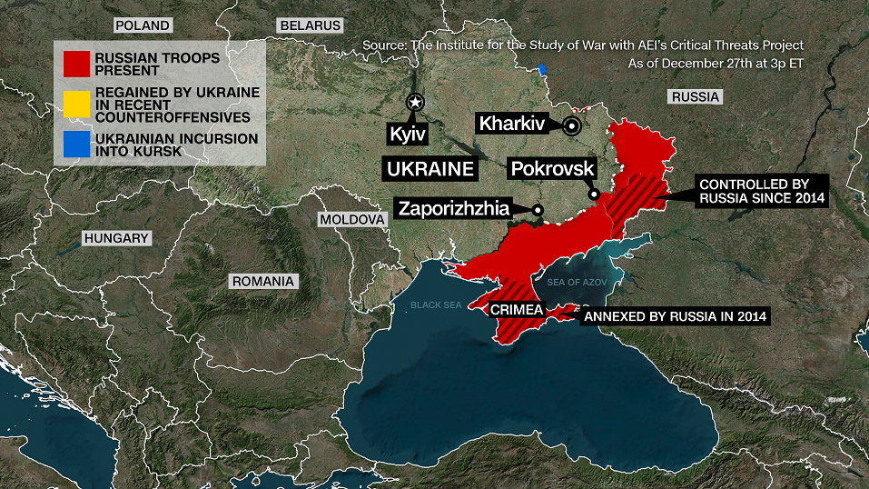 Ukraine/Russia War Map 5 - Week of Dec. 27th 2024