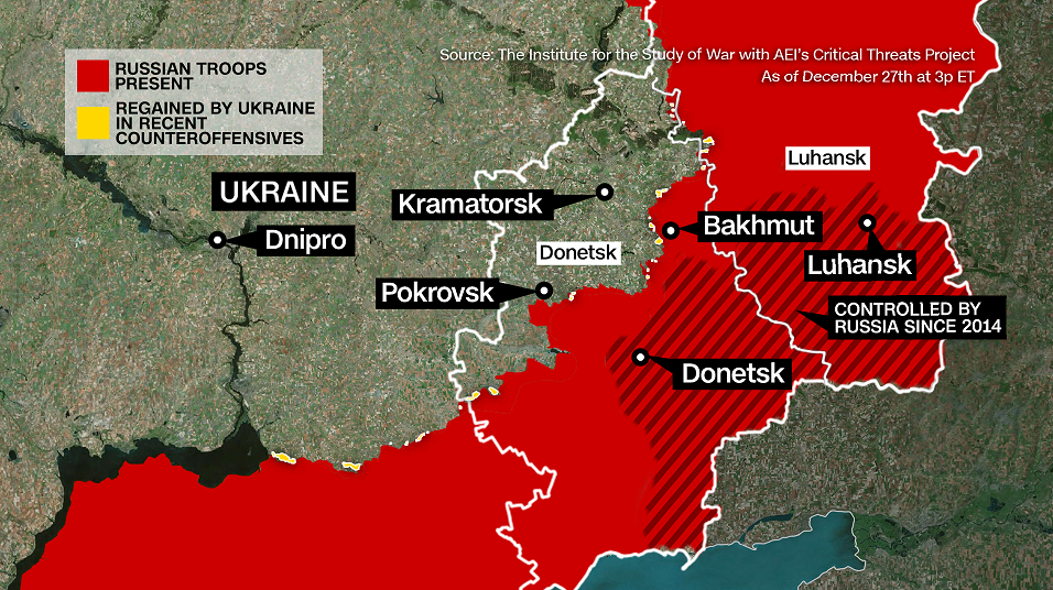 Ukraine/Russia War Map 1 - Week of Dec. 27th 2024