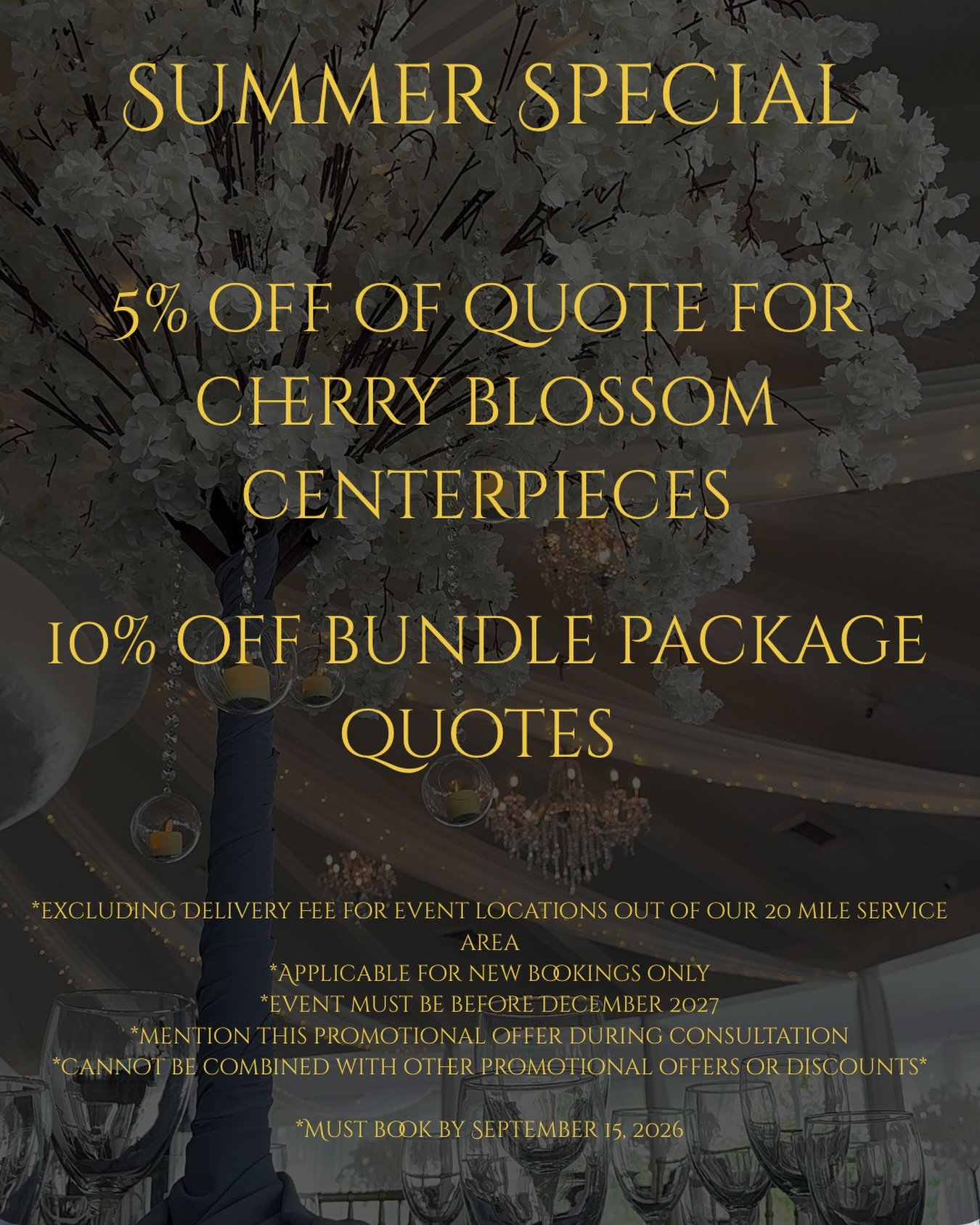 Happy First Day of Summer 🌸 to celebrate this season we&rsquo;re offering a Summer Special for new bookings from now until September 15 🌸 Dates are based on availability ✨

.
.
.
.
.
#wedding #weddingdecor #weddinginspiration #quincea&ntilde;era #b