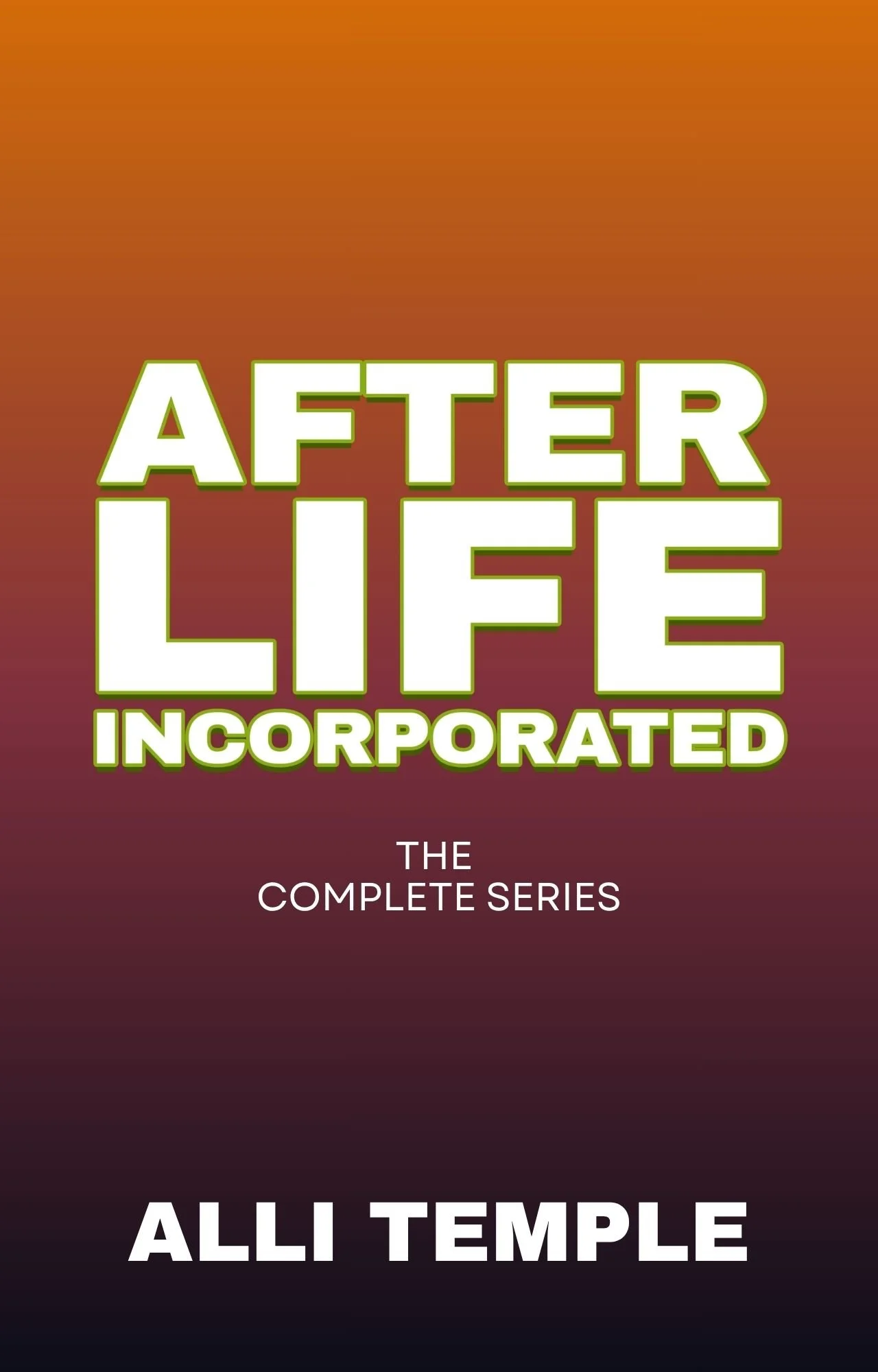 A black and brown book cover with the text Afterlife Incorporated The Complete Series in white font.