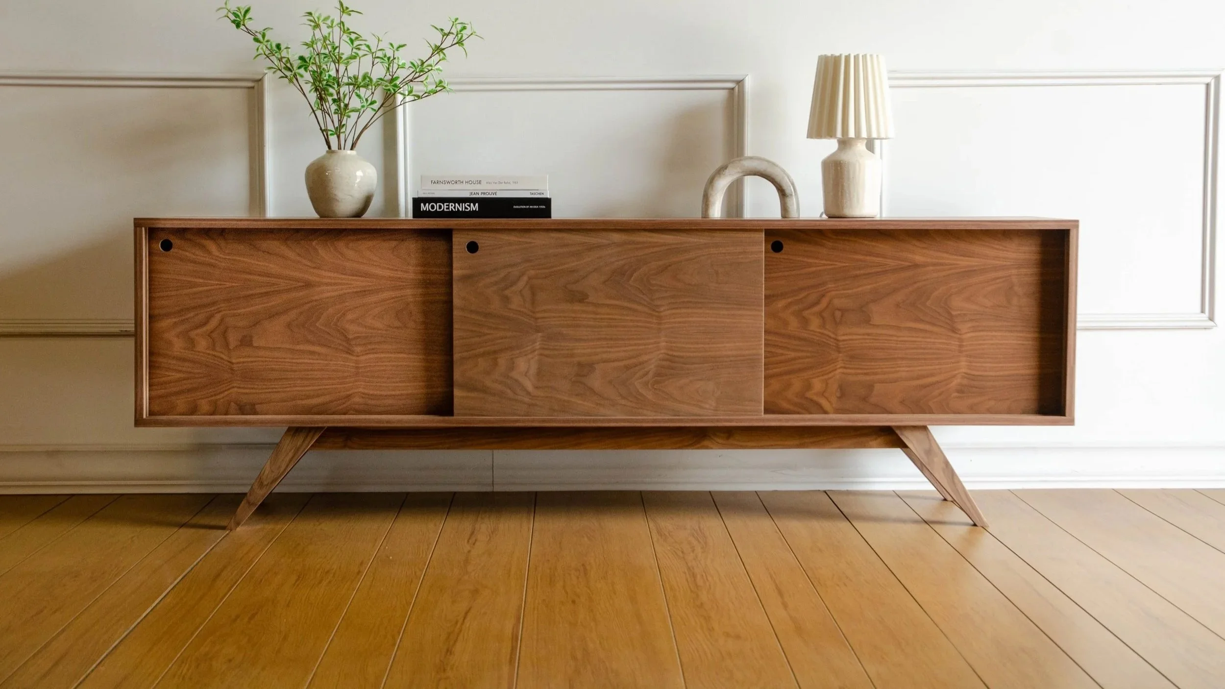 Walnut Mid-Century Modern Record Player Stand