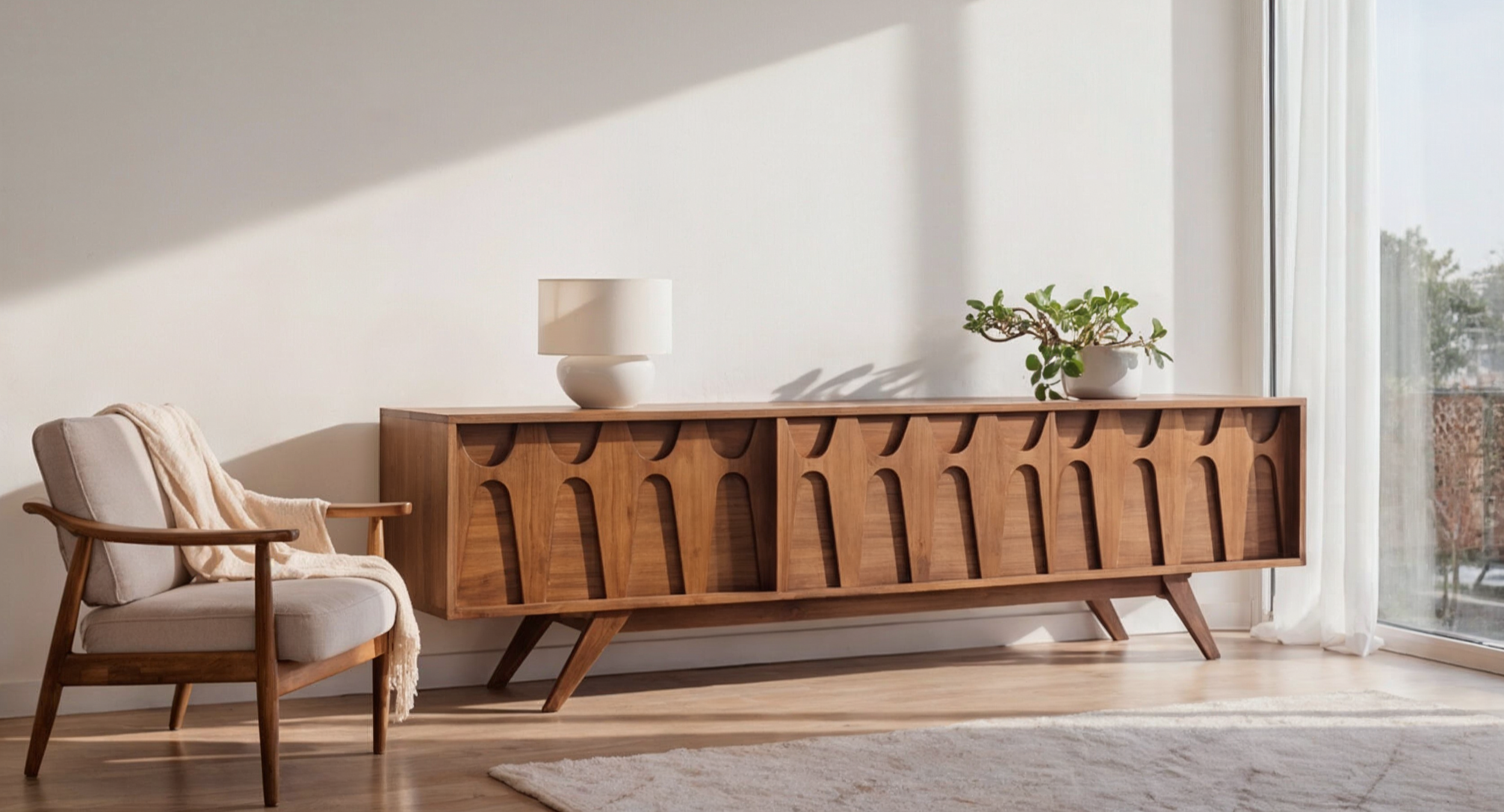 Mid-Century Modern Brasilia-styled Walnut Record Player Stand