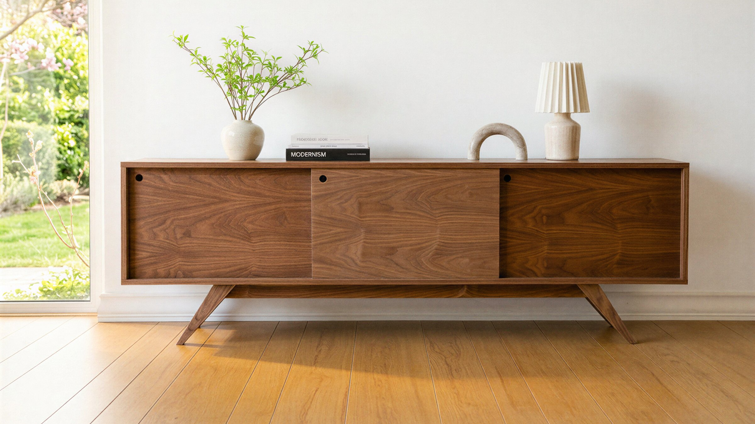 Walnut Mid-Century Modern Record Player Stand