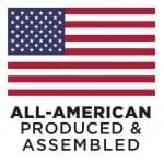 American flag with text 'All-American Produced & Assembled' underneath