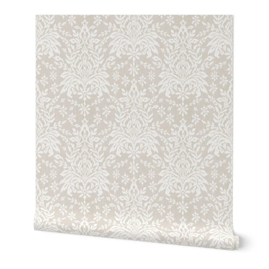 Neutral Beige Damask wallpaper roll