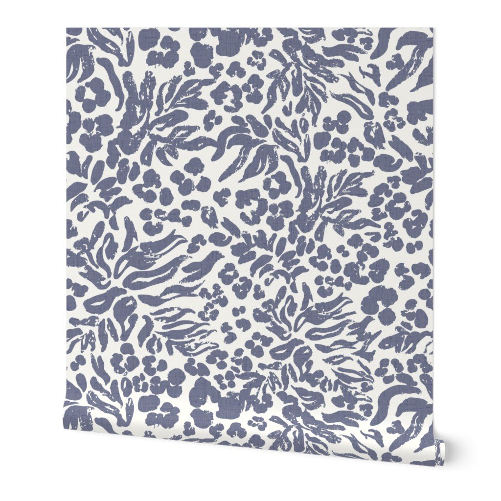 Indigo blue and white texture animal print