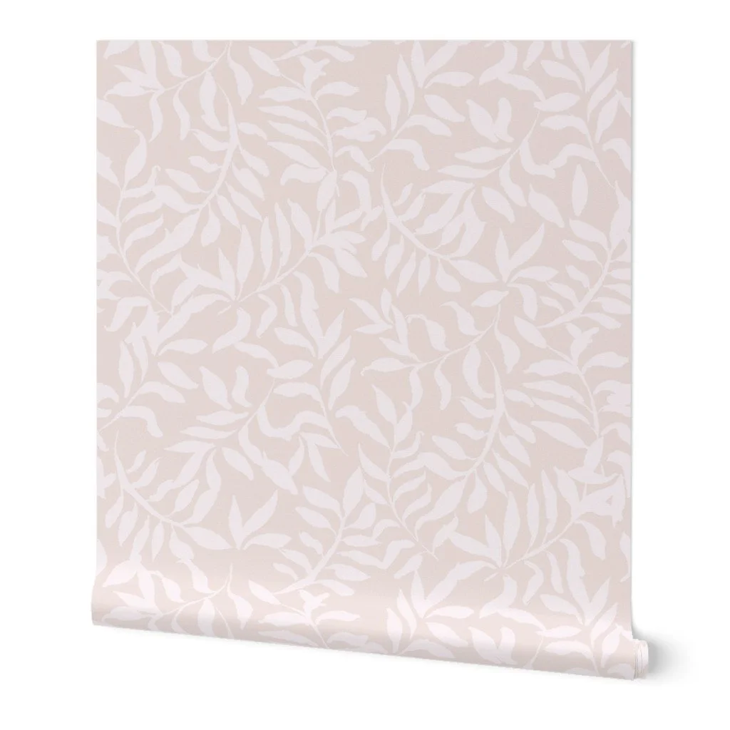 blush pink leaves sillhouette wallpaper