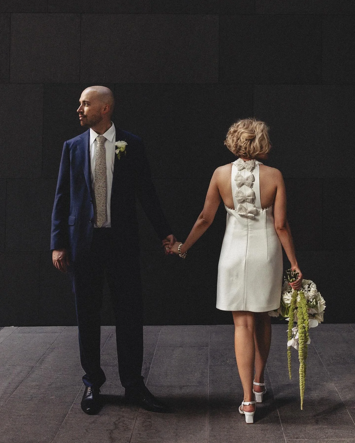 Kathryn &amp; Rovaun on Wednesday. I live for midweek weddings! A quietly confident love and appreciation of aesthetics I can get behind like architecture and pearls.... ⚪️✨