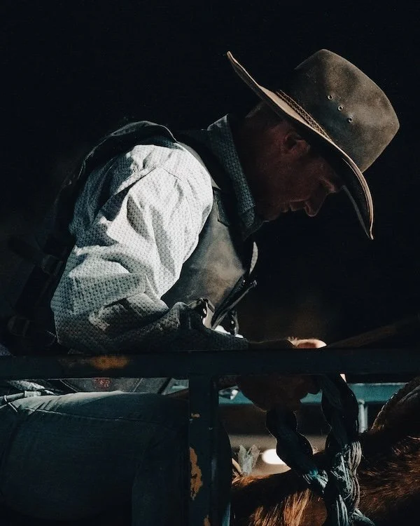 cowboy in the chute ready for bronc ride