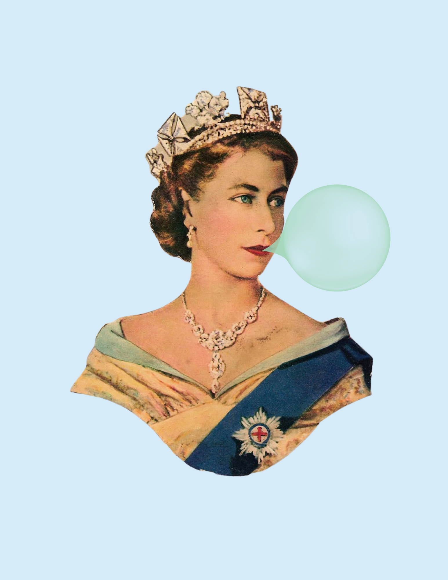 Queen Elizabeth II Blue and Green Bubblegum
