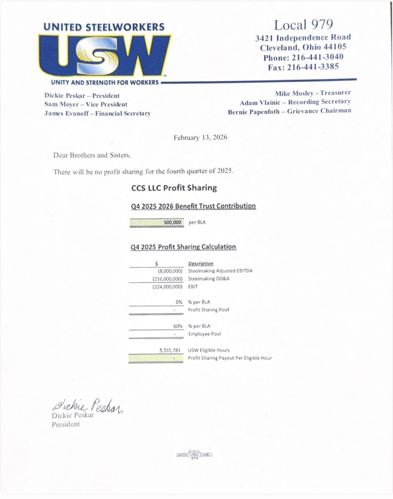Quarter 4 Profit Sharing 2025 