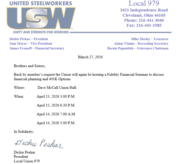 Fidelity Financial Seminar 401K Meetings