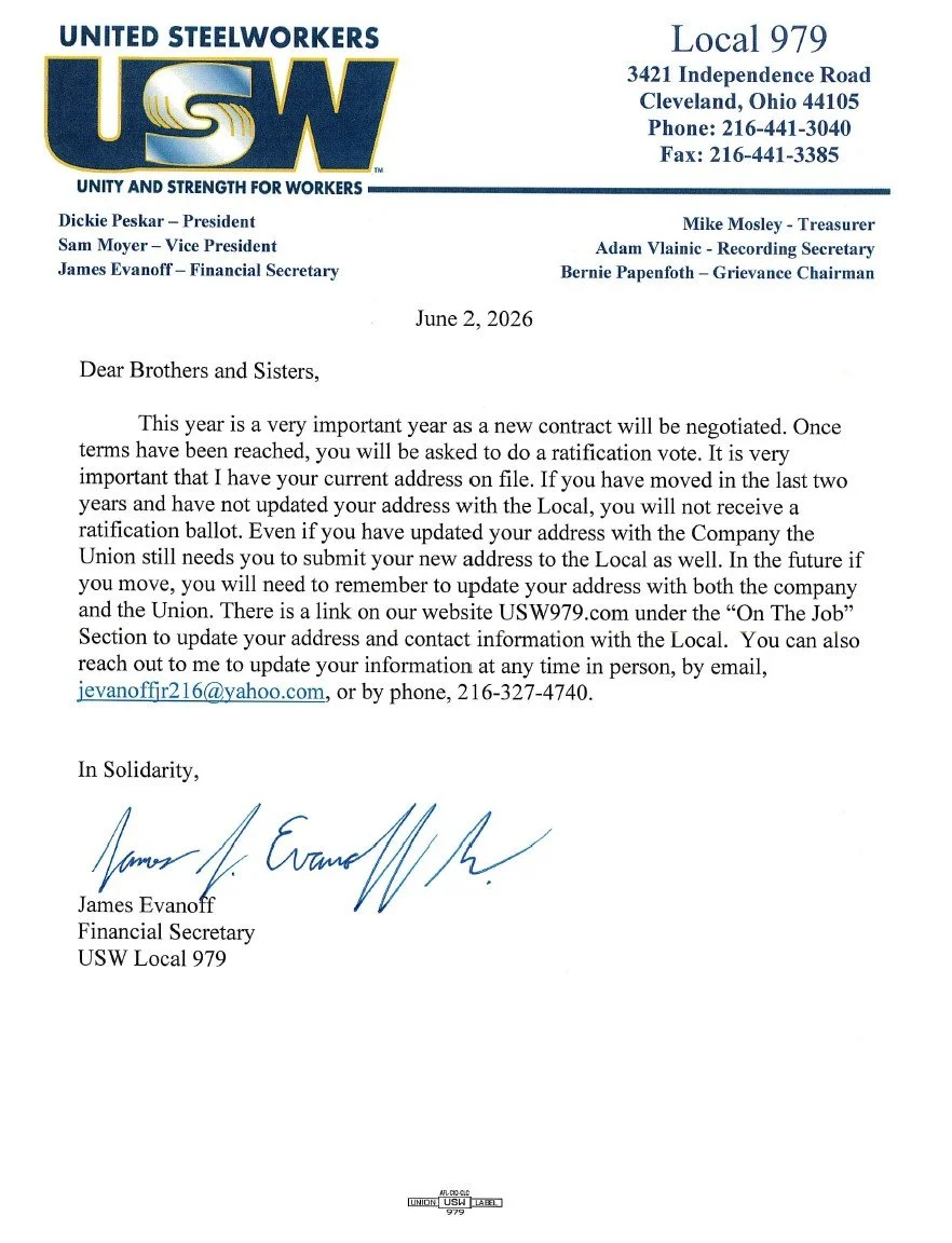 important: update your address before upcoming contract negotiations
