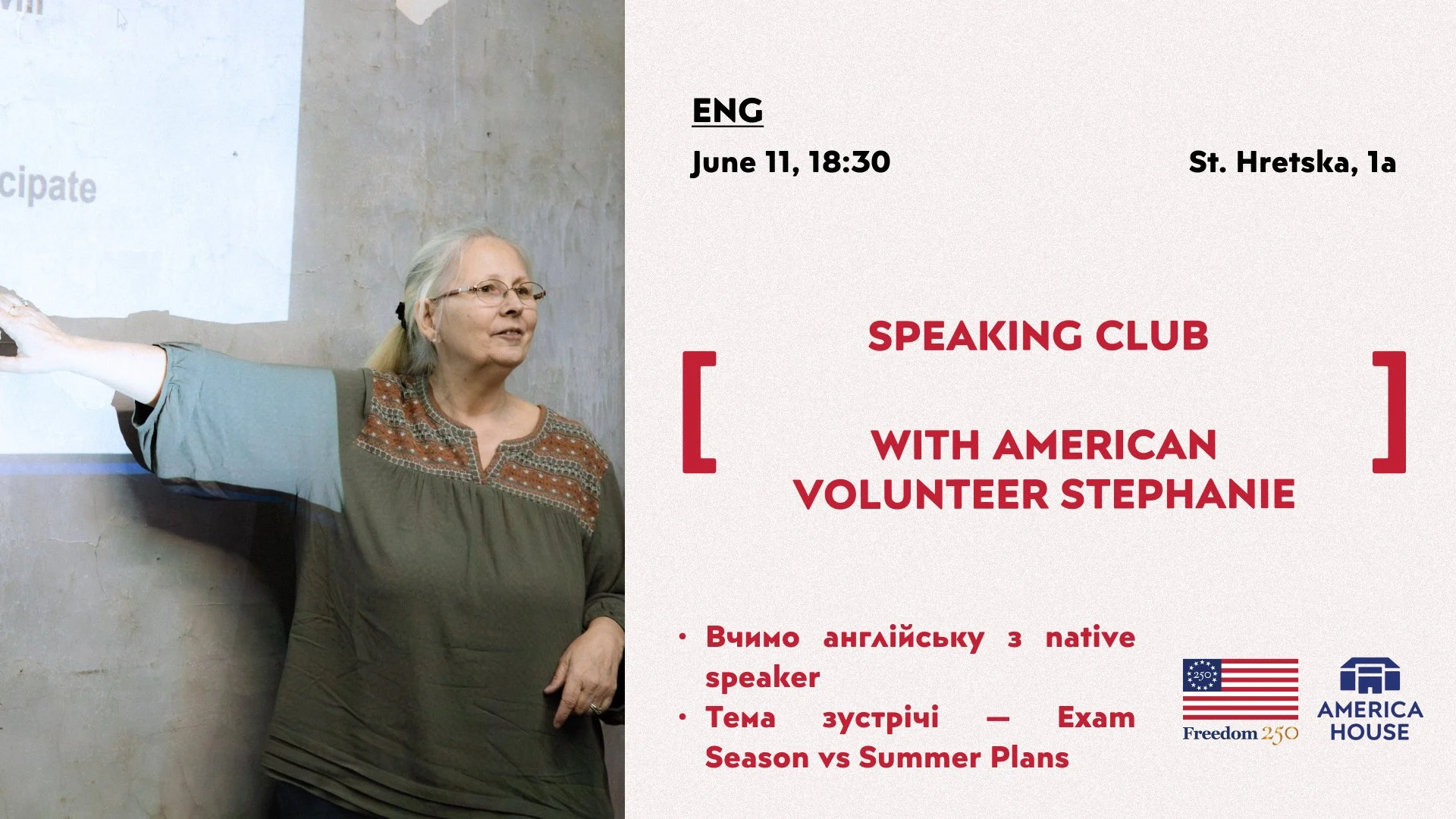 Speaking Club with American Volunteer Stephanie