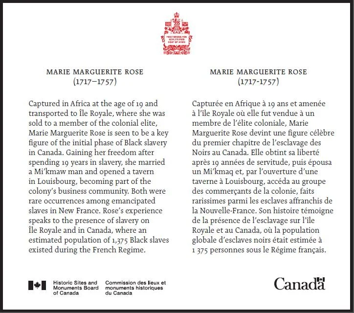 historical plaque for Marie Marguerite Rose