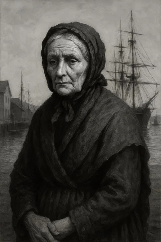 Nancy Coyle, the widow who tended the dead. AI image. Nfld.