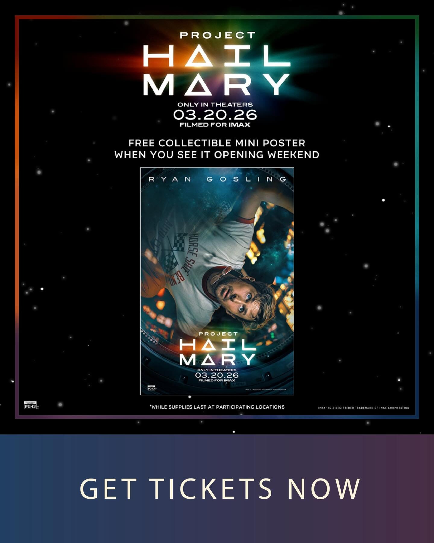 See Project Hail Mary opening weekend at #OaksCenterCinema to get a free collectible mini poster. 

Tickets linked in our bio.

*While supplies last.

#montcopa #projecthailmary #ryangosling #phoenixvillepa