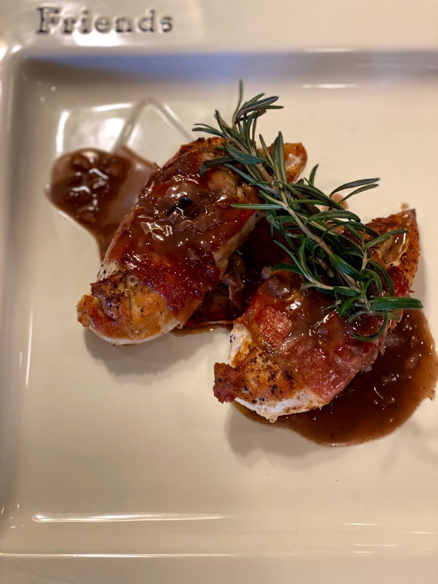 Prosciutto Wrapped Chicken Breast in Herb Chianti Sauce