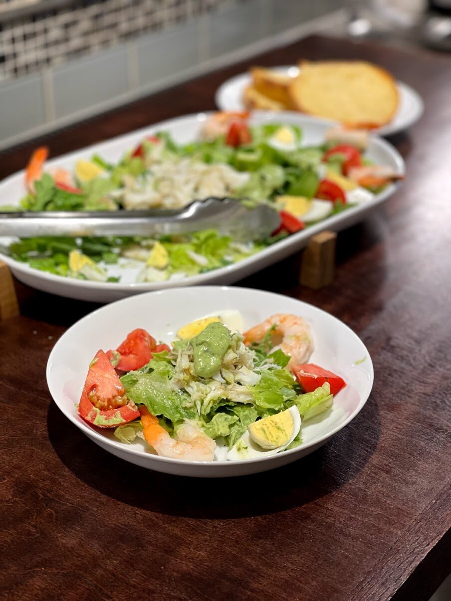 Summer Seafood Salad with Fresh Avocado Herb Dressing