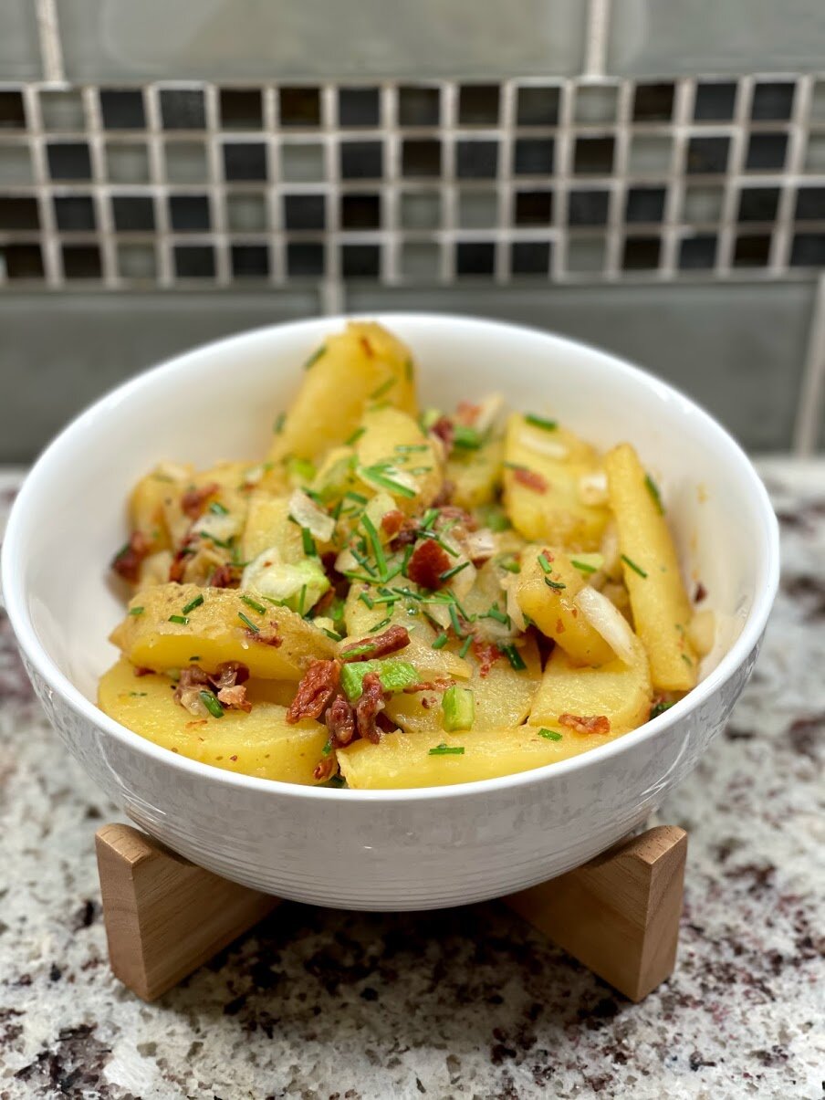 Warm Potato Salad with Crispy Prosciutto and White Truffle Oil