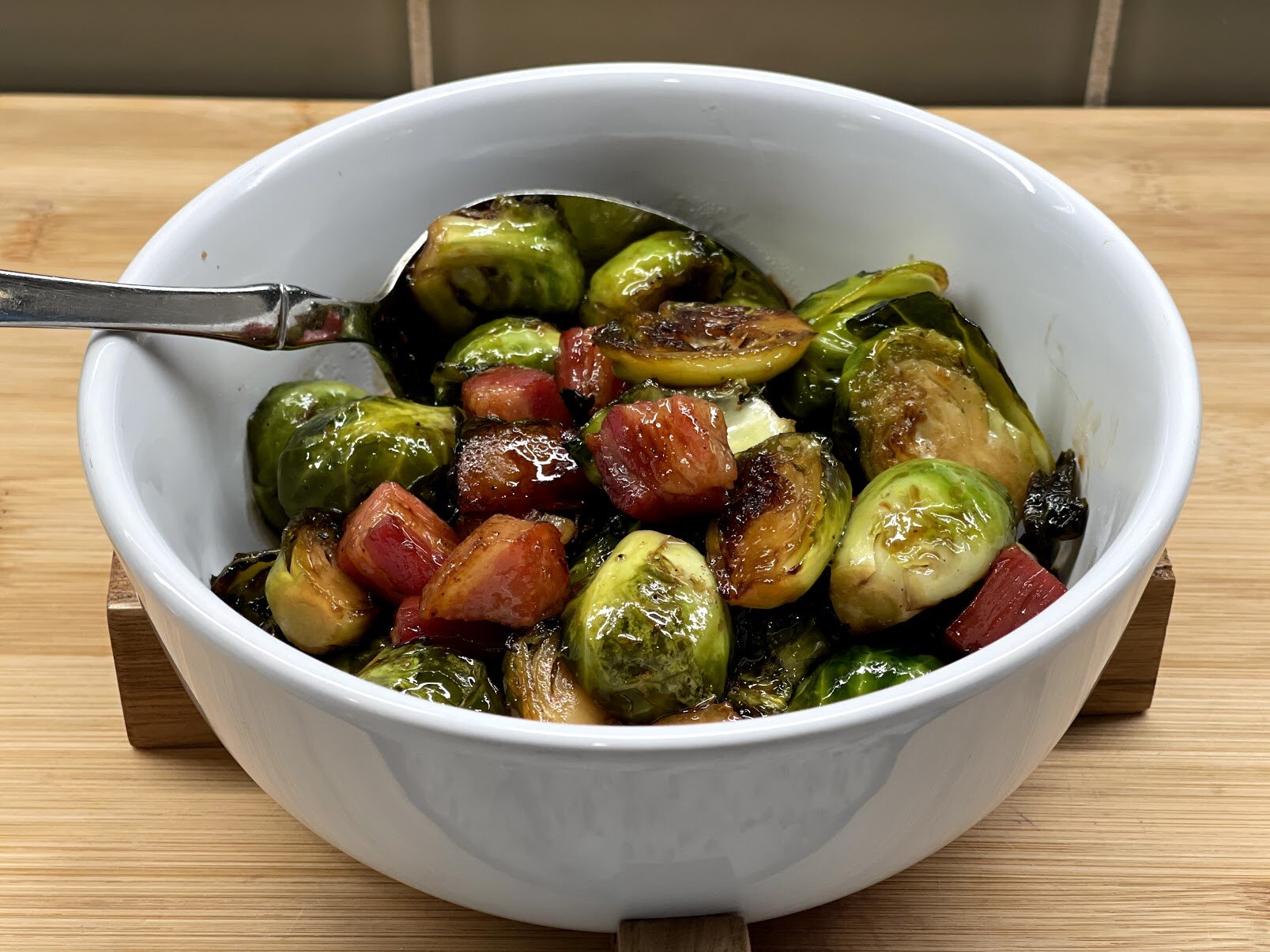 Pan Seared Brussels Sprouts with Honey Pancetta