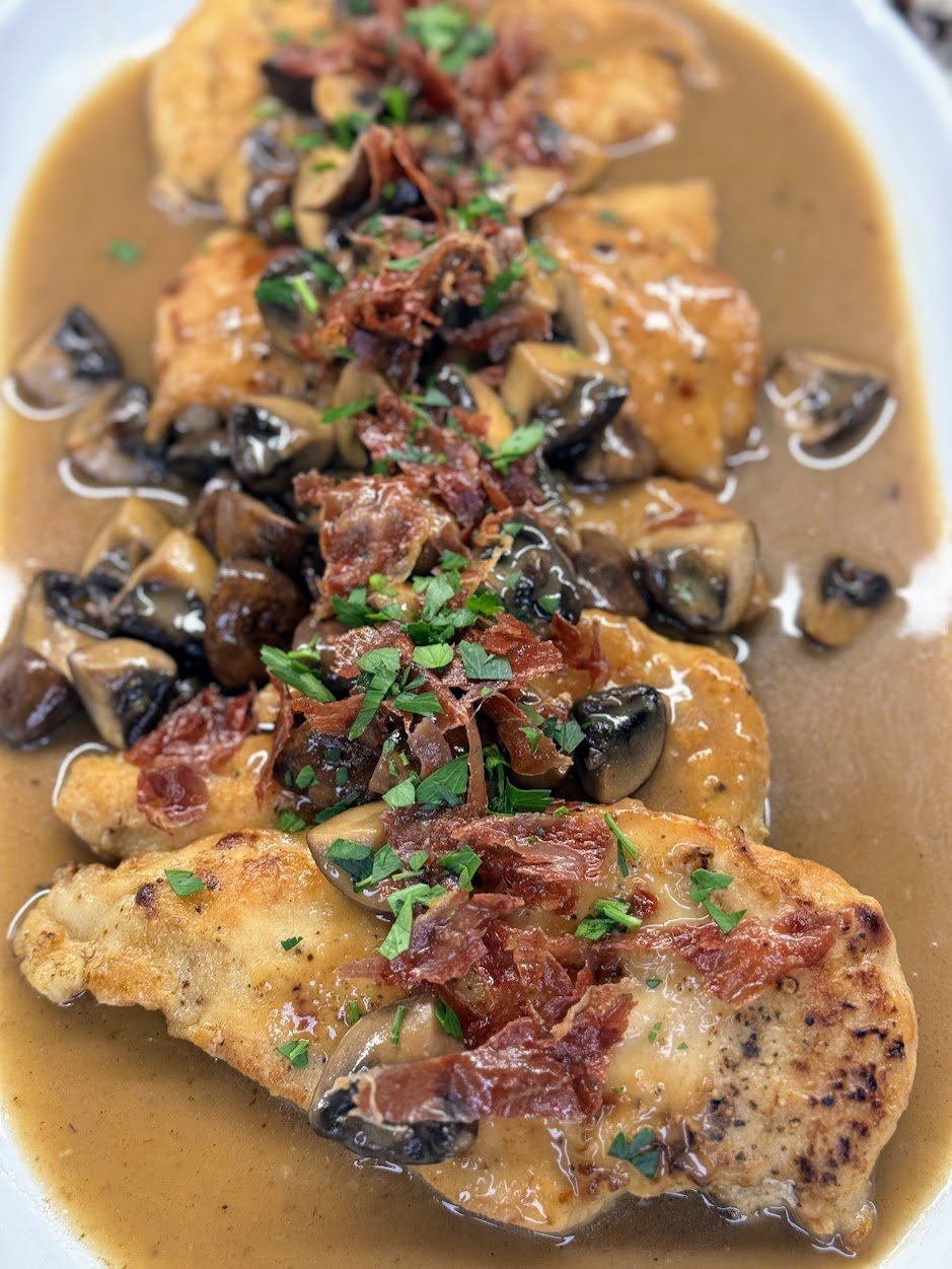 Chicken Marsala with Crispy Prosciutto