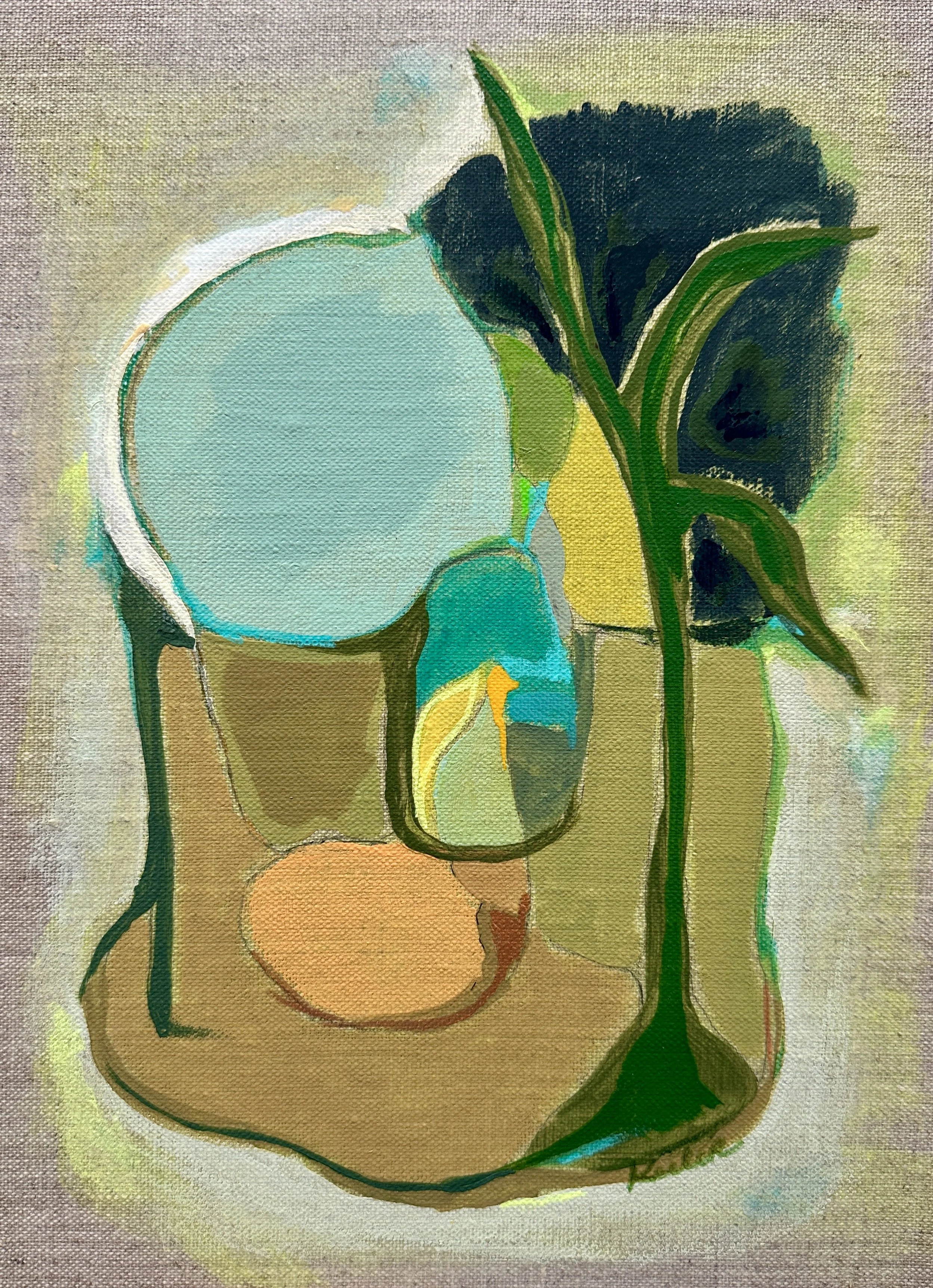 Garden Map #79 ink, oil, enamel on linen panel