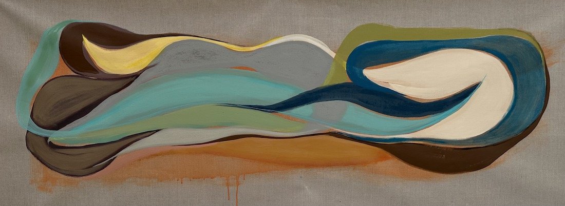 Road Map #129 Mountain High (24x64 mixed media on linen)